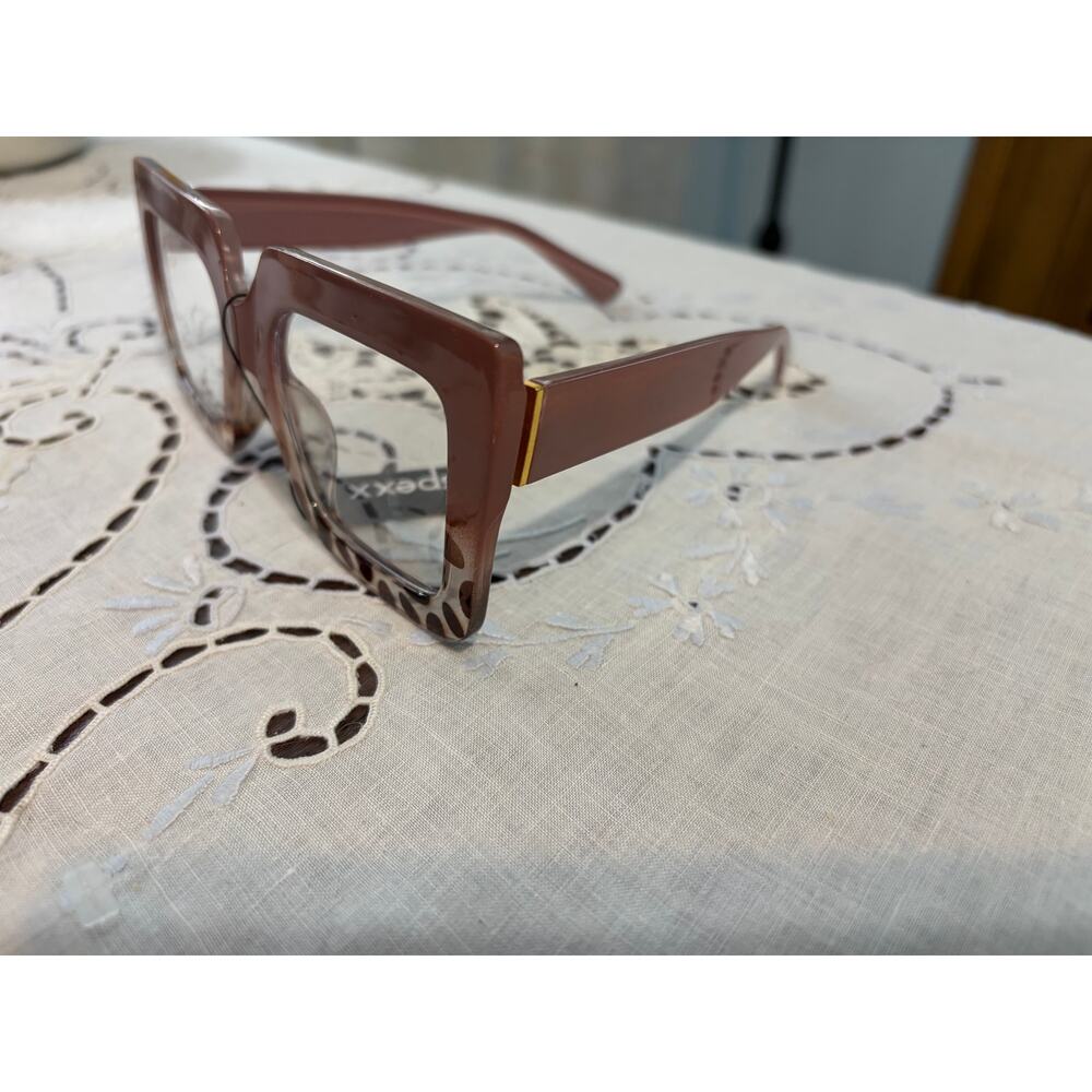 Spexx Blue Light Glasses Oversized Square Frame Pink Tortoise Chic Retro Nerd - Picture 3 of 3